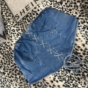 Plus Size Shein Curve Denim Bustier Halter Top